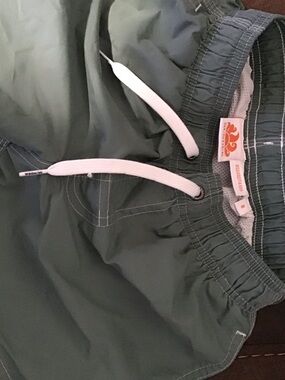 Sundek Boys' Sage Green Elastic Waist Swim Shorts with White Drawstring